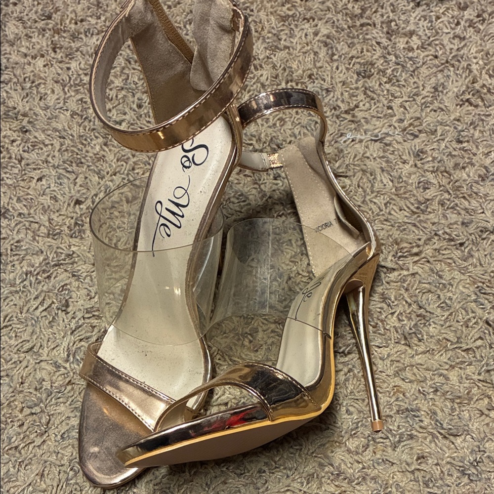 So Me Metallic Gold Heels